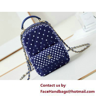 Chanel Printed Fabric & Gold-Tone Metal Mini Backpack Bag AP3753 Blue 2025